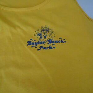 baylor beach park lifeguard tank top adult size m yellow brewster ohio swim P1